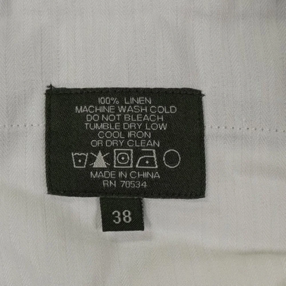 Orvis 100% Linen Pants Men 38x30.5 Oatmeal Brown Flat Front Straight Leg Coastal